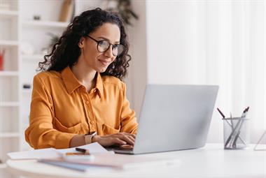 Woman using a laptop