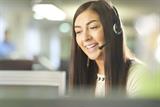 Woman talking on a headset