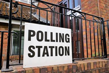 Polling station sign